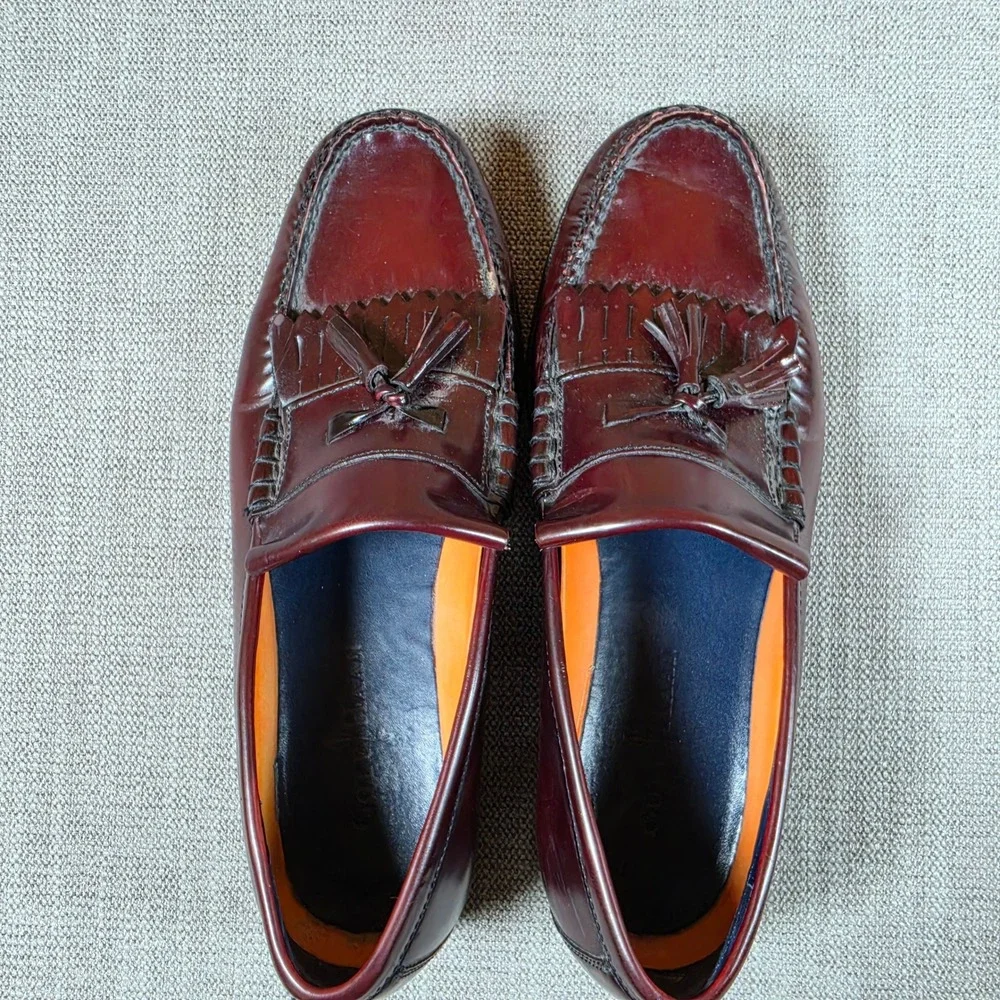 Cole Haan Tassel Loafers Mens 9 Burgundy Kiltie Leather Dress Shoes C11623